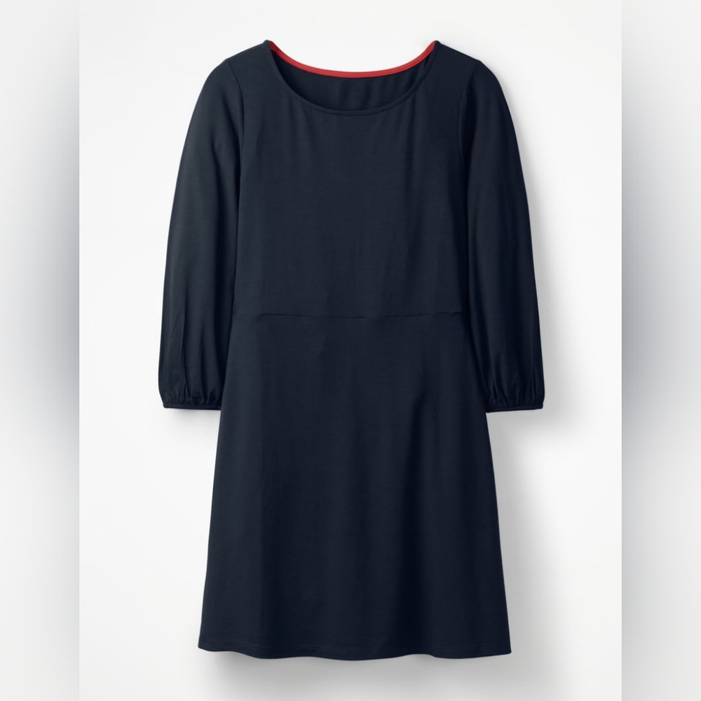 Boden Navy Long Sleeve Jersey Knit Dress Sz 10 Long